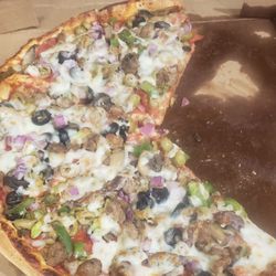 Piedmont Pizzeria - Too eager to let it sit. Supreme with anchovies!!!