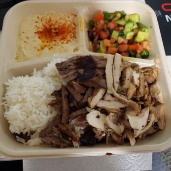 Zankou Chicken - Plate with Chicken & Beef Shawarma, Hummus & Pickled cucumber and tomatoes - Mediterranean Near Me - Anaheim, California Zankou Chicken - Plate with Chicken & Beef Shawarma, Hummus & Pickled cucumber and tomatoes - Mediterranean Near Me - Anaheim, California