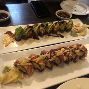 Harumi - Top: H3 roll, bottom: crunchy mango roll - Japanese Near Me - Phoenix, Arizona Harumi - Top: H3 roll, bottom: crunchy mango roll - Japanese Near Me - Phoenix, Arizona