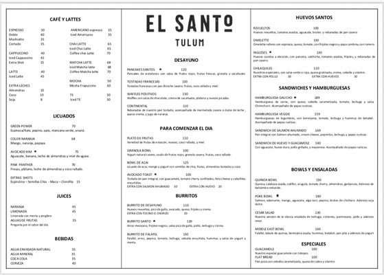 Menu photo 3 El Santo Tulum, ROO Menu photo 3 El Santo Tulum, ROO
