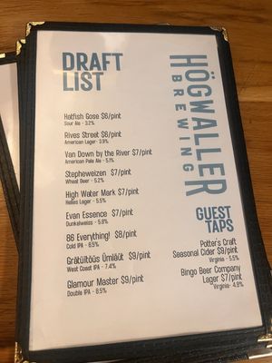 Menu photo 1 Hogwaller Brewing Charlottesville, VA Menu photo 1 Hogwaller Brewing Charlottesville, VA