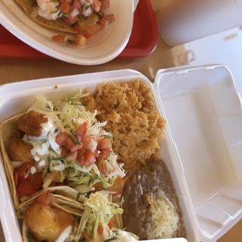 Baja Mar Taco - Shrimp Taco coMbo plate w. Shrimp tostada - Mexican Near Me - Pico Rivera, California