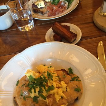 The Publican - Biscuits and chorizo gravy. Yum. - New American Near Me - Chicago, Illinois