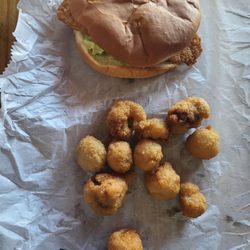 Old Dryden Grocery - Fish sandwich and deep fried mushrooms