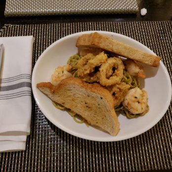 White Oak Restaurant & Bar - Shrimp scampi with fried calamari - New American Near Me - Houston, Texas White Oak Restaurant & Bar - Shrimp scampi with fried calamari - New American Near Me - Houston, Texas