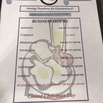 Andy's Coffee Shop - Hours of ops. Don't come on Tuesdays! - Diners Near Me - Pasadena, California Andy's Coffee Shop - Hours of ops. Don't come on Tuesdays! - Diners Near Me - Pasadena, California