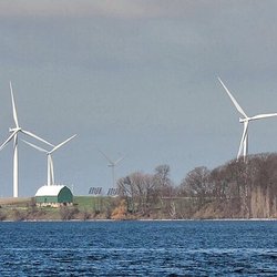Wolfe Island Ferry to the USA - Wolf Island currently has 89 of the 270' Tall Wind Turbines
