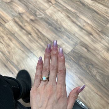 Allora Nails & Spa - Cat eye, coffin shape, purple full set - Nail Salons Near Me - Phoenix, Arizona Allora Nails & Spa - Cat eye, coffin shape, purple full set - Nail Salons Near Me - Phoenix, Arizona