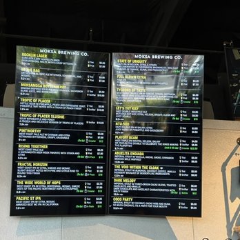 Moksa Brewing - The Menu. - Breweries Near Me - Rocklin, California