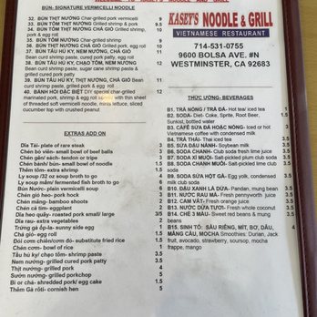 Kasey's Noodle & Grill - Menu - Vietnamese Near Me - Westminster, California Kasey's Noodle & Grill - Menu - Vietnamese Near Me - Westminster, California