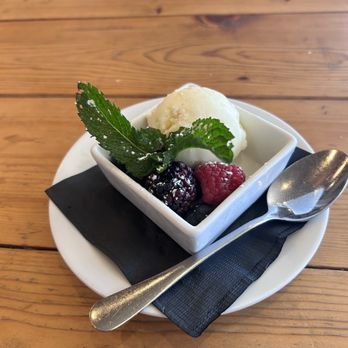 Bocca di Bacco - Gelato dessert with fresh. Worries and Mint sprig - Italian Near Me - New York, New York