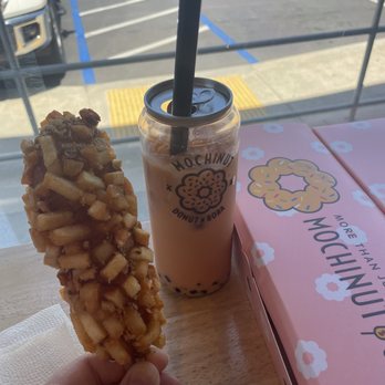 Mochi Lounge - Potato half and half hot dog & Thai Iced Tea Boba - Donuts Near Me - Anaheim, California