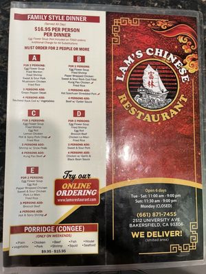 Menu photo 3 Lam's Chinese Restaurant Bakersfield, CA