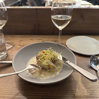 Twelve - Main course: Swordfish with green tomato and gold bar squash - New American Near Me - Portland, Maine