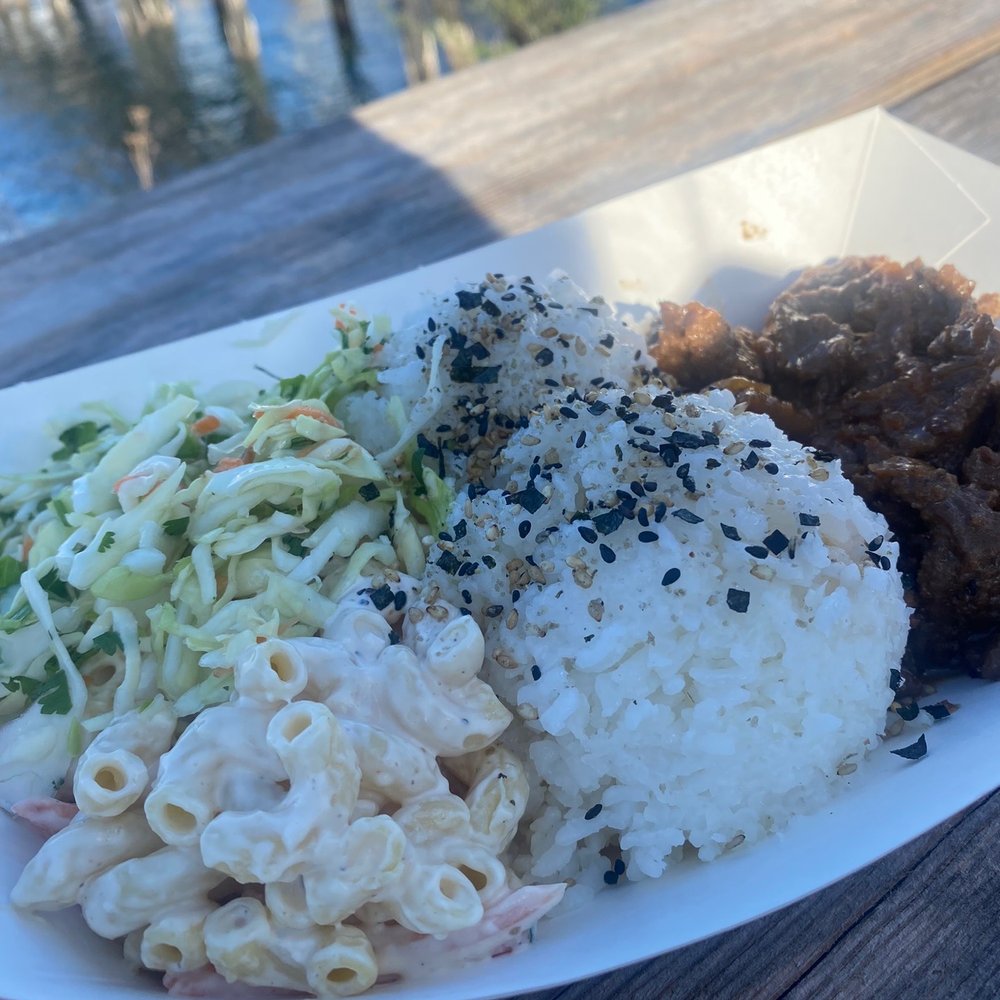 Marination Ma Kai - Kalbi with rice and mac salad - Korean Near Me - Seattle, Washington
