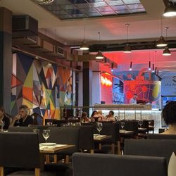 Filo - The really colorful interior, including the pizza oven.
