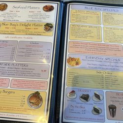 Blue Bay Seafood - Menu is colorful