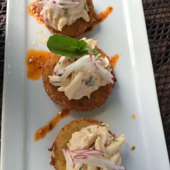 Backstreet Cafe - Fried green tomatoes w crab. - New American Near Me - Houston, Texas