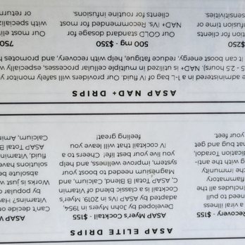 ASAP IVs - Oops.  Menu - IV Hydration Near Me - La Jolla, California