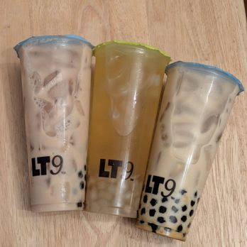 LT9 Tea Blends - Earl Grey milk tea with boba, jasmine green tea with crystal boba, and brown sugar latte milk tea with boba - Bubble Tea Near Me - Pasadena, California
