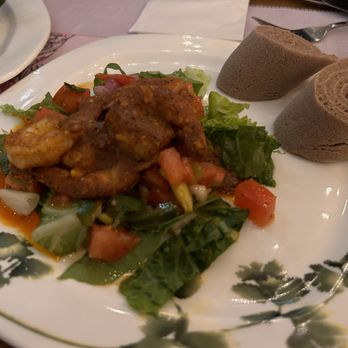 Queen of Sheba - Fire Shrimp. While great, only 4 pieces of shrimp were given - Ethiopian Near Me - Temple Terrace, Florida