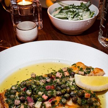 Aquavit - Dover Sole -brown butter, caper and rhubarb sauce - Scandinavian Near Me - New York, New York Aquavit - Dover Sole -brown butter, caper and rhubarb sauce - Scandinavian Near Me - New York, New York