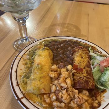 Palacio Cafe - Green and red enchiladas with posole - Sandwiches Near Me - Santa Fe, New Mexico