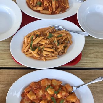 Pasta Party - Top- Rigatoni with Meat sauce Middle- Penne with pink sauce and Italian sausage Bottom- Gnocchi Alexsandro - Pizza Near Me - Orange, California Pasta Party - Top- Rigatoni with Meat sauce Middle- Penne with pink sauce and Italian sausage Bottom- Gnocchi Alexsandro - Pizza Near Me - Orange, California