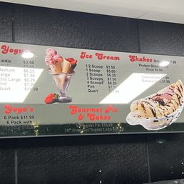 Ice cream and yogurt menu Ice cream and yogurt menu