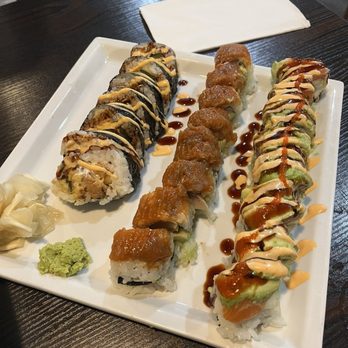 Sushi Teri - Broken Heart, Girls Night Out, and Hobe roll (left to right) - Japanese Near Me - Goleta, California Sushi Teri - Broken Heart, Girls Night Out, and Hobe roll (left to right) - Japanese Near Me - Goleta, California