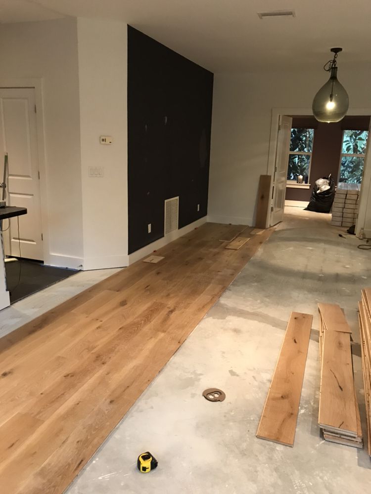 European White Oak Hardwood Floors Install Is A Glue To Concrete