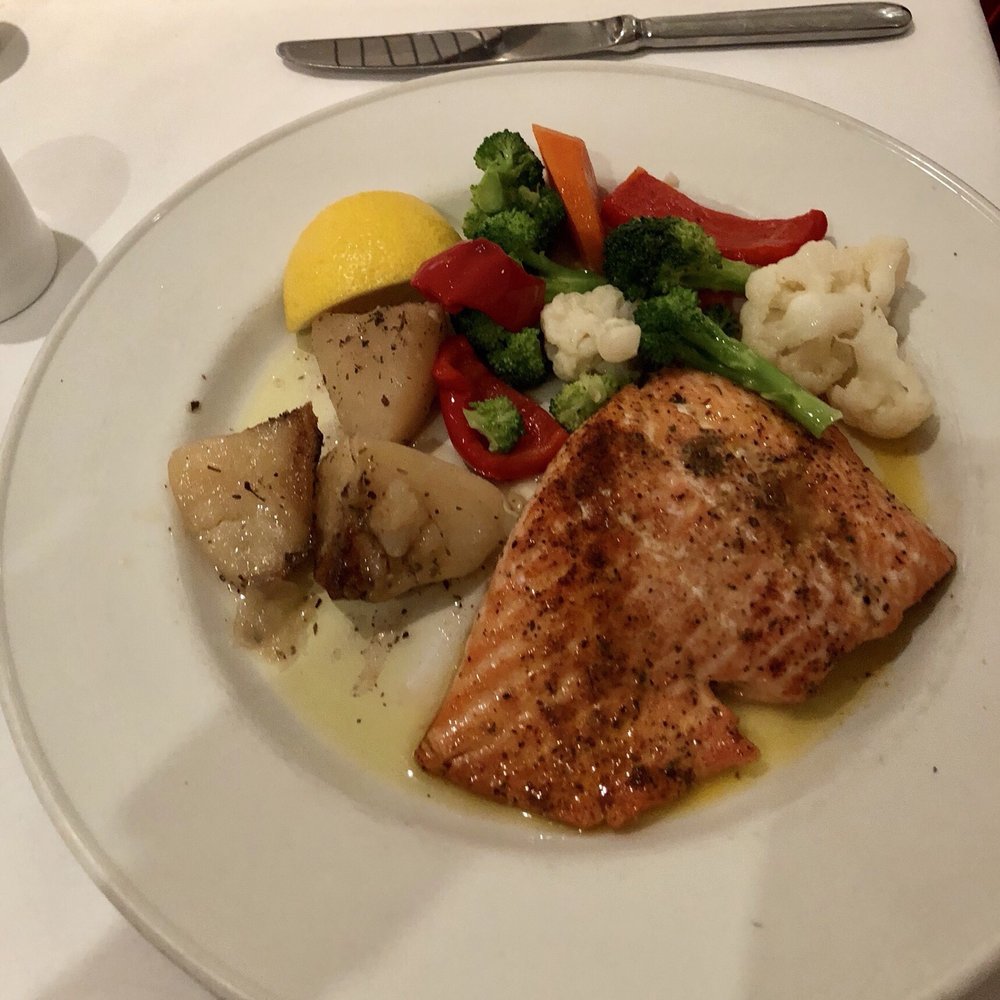 Mykonos Grill - Salmon fillet dinner - Greek Near Me - Rockville, Maryland Mykonos Grill - Salmon fillet dinner - Greek Near Me - Rockville, Maryland