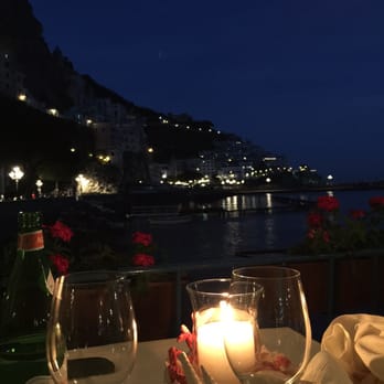 Lido Azzurro - The view across the bay from our table. - Italian Near Me - Amalfi, SA Lido Azzurro - The view across the bay from our table. - Italian Near Me - Amalfi, SA