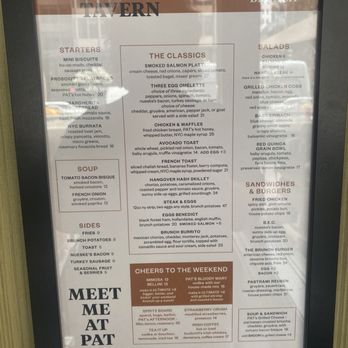 Park Avenue Tavern - Menu board posted - American Near Me - New York, New York