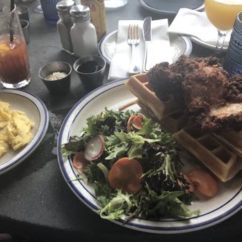 Roofers Union - Chicken and waffles plus side salad AND eggs! Oh, and of course, the Red Snapper (Bloody Mary with gin) to the side. - Bars Near Me - Washington, DC, District of Columbia Roofers Union - Chicken and waffles plus side salad AND eggs! Oh, and of course, the Red Snapper (Bloody Mary with gin) to the side. - Bars Near Me - Washington, DC, District of Columbia