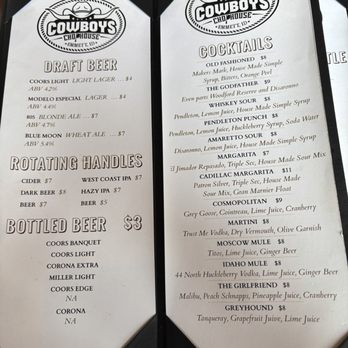 Cowboys Chophouse - Beverage menu - Bars Near Me - Emmett, Idaho Cowboys Chophouse - Beverage menu - Bars Near Me - Emmett, Idaho