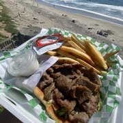 Photo of Safi Mediterranean Grill - San Diego, CA, United States. VERY generous amount of lamb! Delicious fries too!