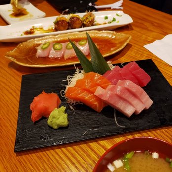 Kawa Sushi - The sashimi combo with a peek at the soup that comes with it - Sushi Bars Near Me - Houston, Texas Kawa Sushi - The sashimi combo with a peek at the soup that comes with it - Sushi Bars Near Me - Houston, Texas