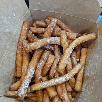 D Spot Dessert - Funnel cake fries, we got everything on the side so they don't get soggy - Desserts Near Me - Markham, Ontario