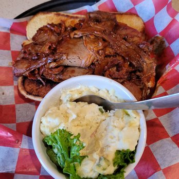 Mary's Cafe - BBQ Brisket Hoogie with potato salad - Diners Near Me - Flagstaff, Arizona Mary's Cafe - BBQ Brisket Hoogie with potato salad - Diners Near Me - Flagstaff, Arizona