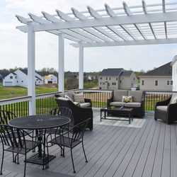 Casey Fence and Deck - Awesome vinyl pergola over a 400 sq. Ft. Deck in New Market Maryland
