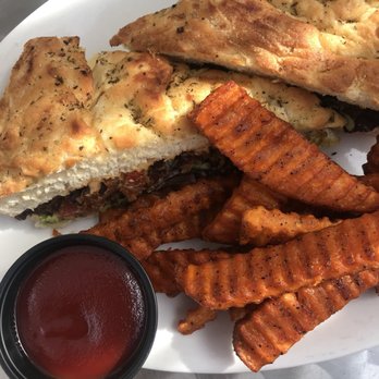 Perfect Pear Bistro - BLTA with sweet potato fries. Bread wasn't very good. Fries are very tasty. - New American Near Me - Tempe, Arizona