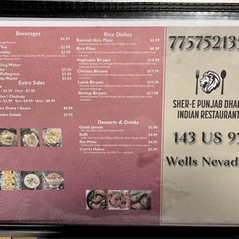 Sher-E Punjab Dhaba Indian Restaurant - Menu - Indian Near Me - Wells, Nevada Sher-E Punjab Dhaba Indian Restaurant - Menu - Indian Near Me - Wells, Nevada
