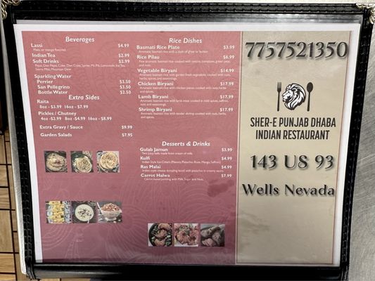 Menu photo 2 Sher-E Punjab Dhaba Indian Restaurant Wells, NV Menu photo 2 Sher-E Punjab Dhaba Indian Restaurant Wells, NV