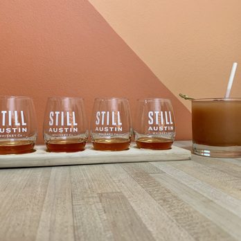 Still Austin Whiskey Co. - My whiskey flight, and wife's "Cold Fashioned" (frozen Old Fashioned). All of it...SO good. - Distilleries Near Me - Austin, Texas Still Austin Whiskey Co. - My whiskey flight, and wife's "Cold Fashioned" (frozen Old Fashioned). All of it...SO good. - Distilleries Near Me - Austin, Texas