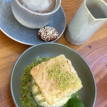 Calabra - Baklava cheesecake and Americano! - Mediterranean Near Me - Santa Monica, California
