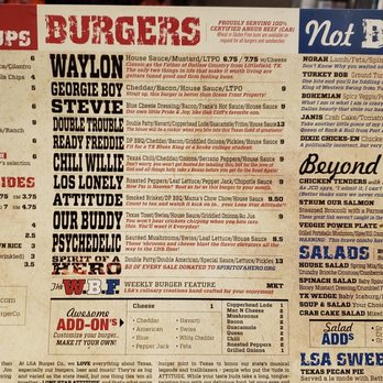 LSA Burger - Menu as of Dec 2019 - Cocktail Bars Near Me - Denton, Texas LSA Burger - Menu as of Dec 2019 - Cocktail Bars Near Me - Denton, Texas