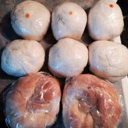 Fiesta Pilipino - Chicken and pork Asado siopao- bottom ensaymada - delicious sweet buns