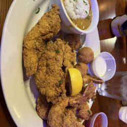 Snug Harbor Jazz Bistro - Half & Half (Catfish and Shrimp) with Red Beans and Rice