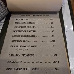 Nighthawks - HH drink menu